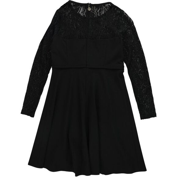 Tommy Hilfiger Womens Lace-Sleeve Fit Flare Cocktail Dress, Black, NWT Tommy Hilfiger Womens Lace-Sleeve Fit Flare Cocktail Dress, Black, NWT